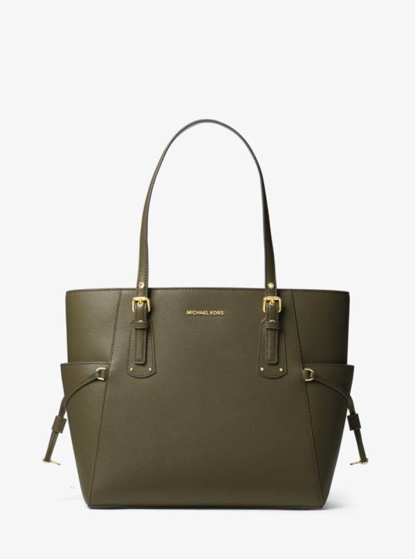Damske Prenosná Taška Michael Kors Voyager Small Crossgrain Leather Olivovo Zelená - Kabelky Michael Kors Levně | ODHKP-9210